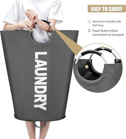 90L Large Laundry Basket, Freestanding Tall Clothes Hamper, Collapsible Laundry