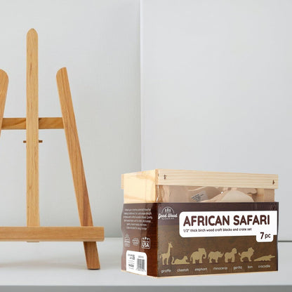 Good Wood By Leisure Arts: African Safari Crate Set - 7 Piece Animal Wood Cutouts - Small Wooden Shapes for Crafts Wooden Craft Shapes Animals to Paint