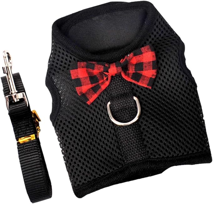Toddmomy Small Pet Mesh Vest Harness for Rabbits Guinea Pigs Squirrels, Breathable Dog Chest Strap, Black Medium (Chest 30-34cm), No-Pull Pet Harness for Walking and Training