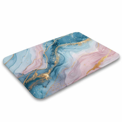 Marble Bathroom Rugs Mat 15.7" x23.6, Modern Luxury Foil Texture Pink Blue Gold Marble Extra Soft Microfiber Bath Rugs, Non-Slip Bath Carpet, Absorbent Bath Mat for Bathroom Floor, Tub and Shower