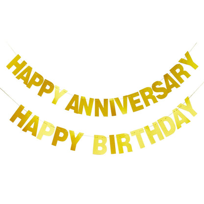 Make Your Own Banner Kit - 130-Piece, Gold Glitter, 5-Inch Characters - DIY Banner Kit with Glitter String Letters for Birthday & Wedding Party Decor