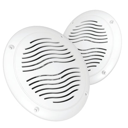 5-inch Water Resistant Outdoor Speakers, Dual Cone, 25W Peak Power, Marine and RV Compatible (White)