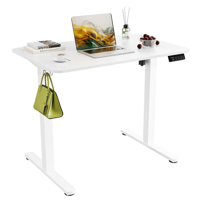 ERGOMAKER 35" Electric Standing Desk, Adjustable Height, Sit Stand Up Desk for Home Office & Computer Workstations, Memory Controller, White