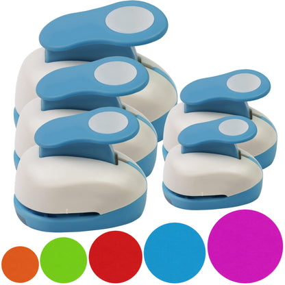 Ecohu Set 5 Circle Paper Punch 0.3'' / 0.6'' / 1'' / 1.5'' / 2'', Scrapbooking Hole Punches Crafting, Design for Office Supplies, Card Making, DIY Photo Album.