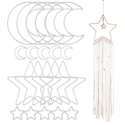 20 Pcs Moon Star Dream Catcher Metal Hoop Rings Circle Macrame for DIY Craft Dream Catcher Making Home Wall Hanging Projects Wreath Decoration