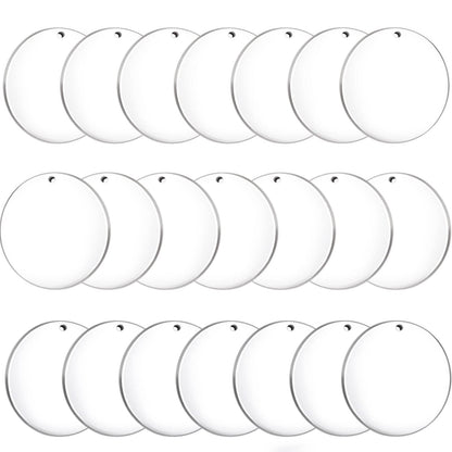 Senbota 100 Pcs Round Acrylic Keychain Blanks 2Inch Circle Blanks with Hole,Clear Acrylic Discs Circles Bulk for Keychains Ornament Painting and Vinyl Crafts Projects
