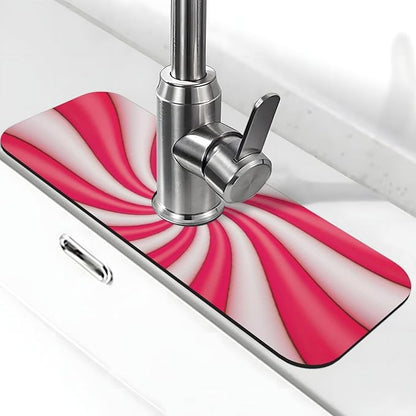 Christmas Lollipop Swirl Candy Sugar Red White Cute Kitchen Sink Splash Guard