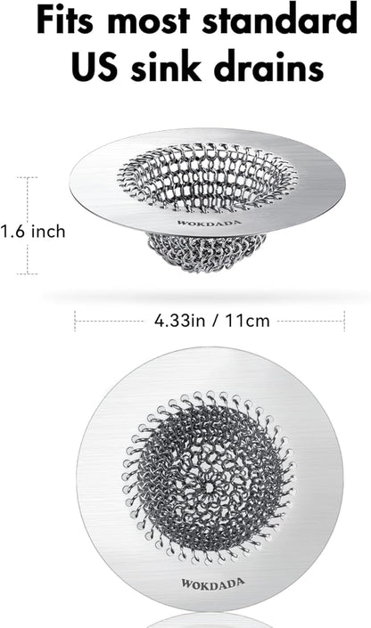 4 PCS Kitchen Sink Drain Strainer, Flippable Mesh Sink Strainer, 304 Stainless