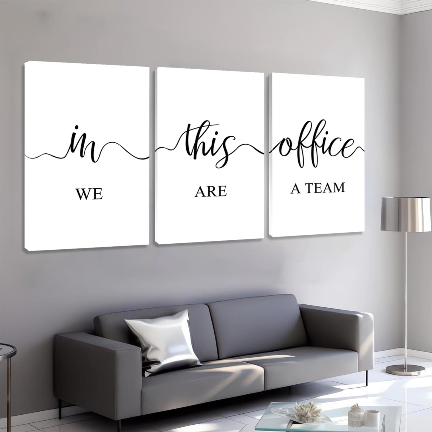 Hunanies In This Office We Are a Team Canvas Wall Art, Set of 3 Canvas Print, Inspirational Wall Decor For Office, Motivational Wall Art, Office Wall Decor (16" x 24" x 3 pcs)