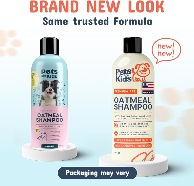 Pets are Kids Premium Oatmeal Shampoo for Dogs, 17 oz – Natural Itch Relief, Dry Skin Soother, Hydrated & Shiny Coat – Gentle Formula with Aloe, Coconut & Baking Soda – Natural & Hypoallergenic