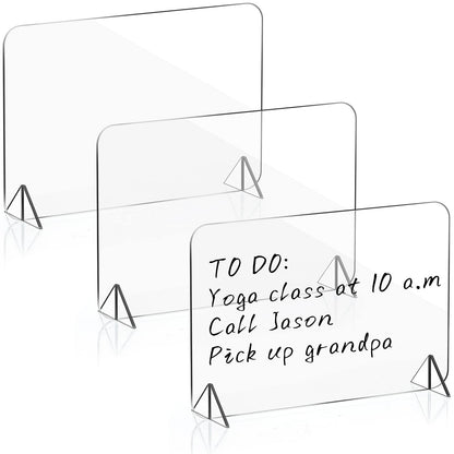 3 Pack Acrylic Dry Erase Board and Marker Glass Alternative Clear Memo Tablet Desktop Display Frameless Small Writing Whiteboard with Stand for School Office Home(5.91 x 7.87 Inch)