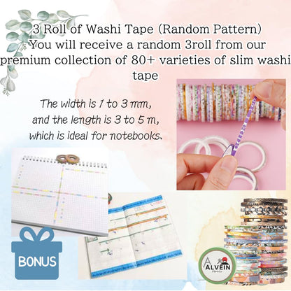 Traveler's Notebook Refill Set – 017 Monthly + 019 Weekly Memo + Bonus Random Washi Tape (3 Roll) – Undated Planner Inserts, Journal Gift Idea