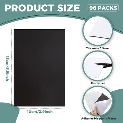 Macarrie 4 x 6 Adhesive Magnetic Sheets with Adhesive Backing Cuttable Magnetic Paper Stickers Flexible Peel and Stick for Picture Crafts Die Storage Photos(96 Pcs)