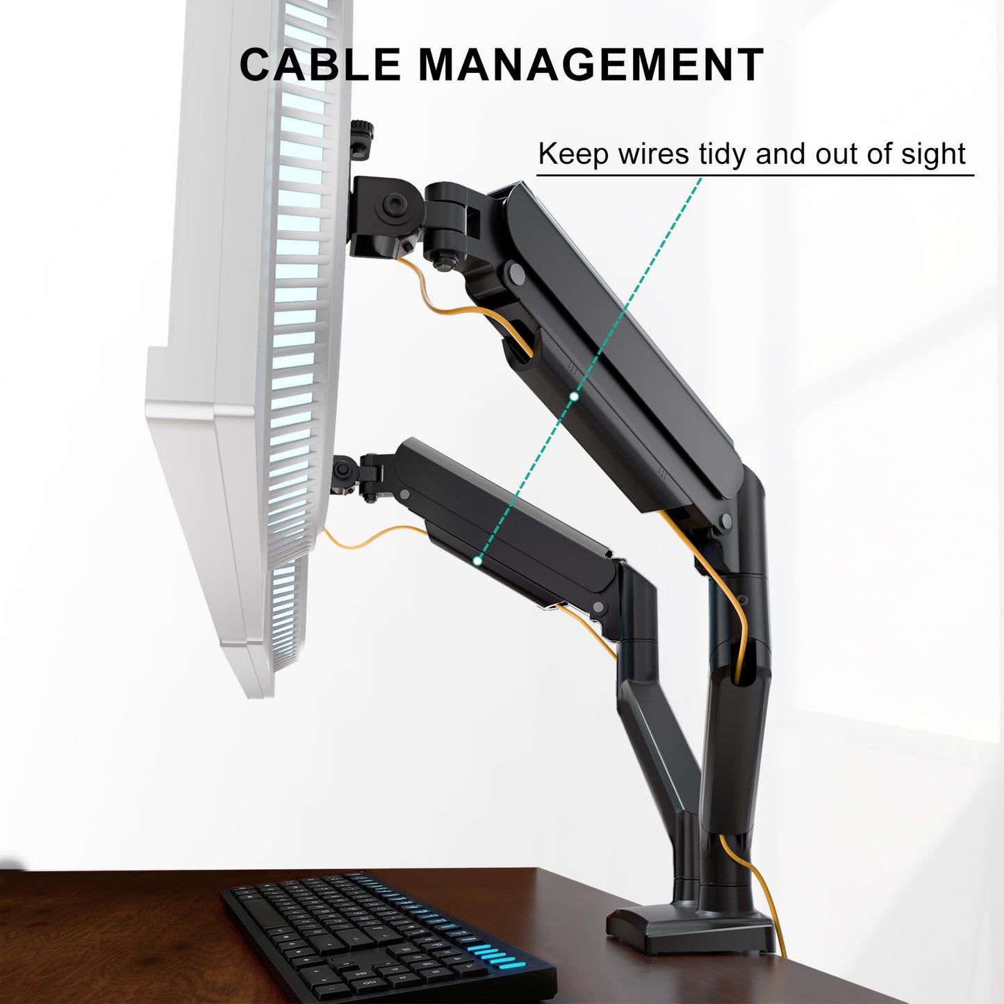 WALI Dual Monitor Stand for 13-32 inch Computer Screens, Dual Monitor Arms for 2 Monitors Holds up to 22 lbs, Height Adjustable Dual Monitors Mount, VESA 75x75/100x100mm (GSMP002N), Black