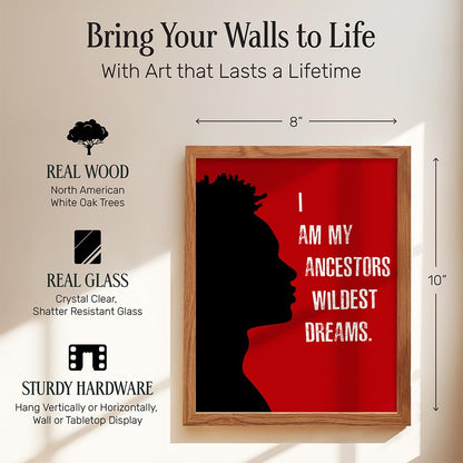 Motivational Black Wall Decor FRAMED - African American Art - Inspirational Quotes Wall Art for Boys Bedroom, Teens Room, Living Room, Office - Gift for Men, Afro Americans - 8x10 Black Power Poster