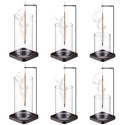 BreezeHug 6 Pack Incense Holder for Sticks Upside Down Anti-Ash Flying No Mess Wooden Incense Stick Burner with Detachable Ash Catcher Modern Vertical Incenses Holder for Yoga Spa Home, 3 Sizes