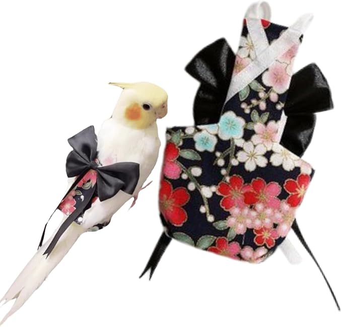 Bird Diaper Parrot Washable Diapers, Parrot Flight Suit, Reusable Nappies for Parakeet Cockatiel Mini Macaw Budgie Conure Lovebird (Black,M)