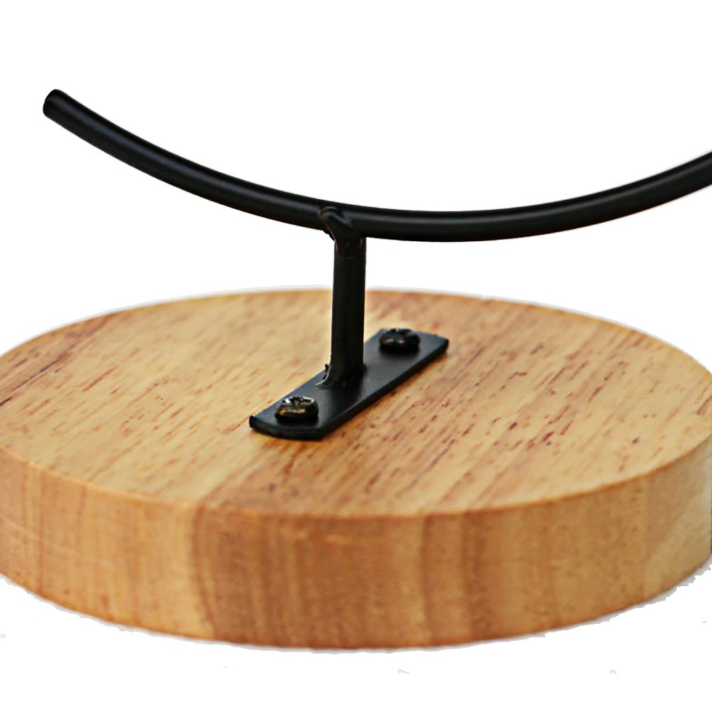 YY YEARCHY 11-inch Ornament Display Stand with Wooden Base Metal Hook Tabletop Holder for Hanging Glass Globe Ball Gifts(4, Black)