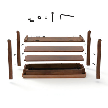 Shoe Rack Bench Entryway Storage with Leather Cushion, Shoe Organizer Bench for Entryway, Front Doors Entrances Hallway,Mudroom,Closet, Bedroom,Solidwood 3 Height-Adjustable Removable Shelve,39.4"