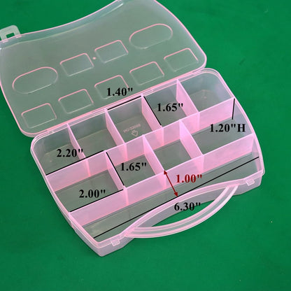 BangQiao 4 Pack Fixed 10 Grids Small Clear Pink Plastic Storage Case with Handle, Mini Cute Organizer Box for Gift Giving, Birthday, Event, Party, Jewelry, Ornaments, Craft Supplies, DIY Accessories