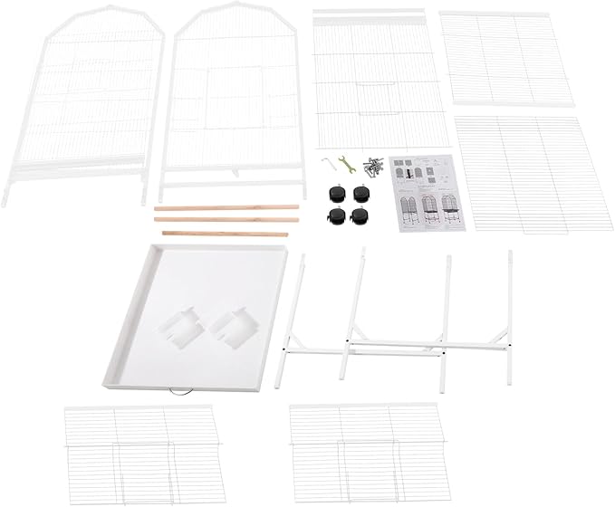 Birdcage Open Top 54 Inch Birdcages with Pull-Out Tray, Rolling Bird Cages with Wheels for Parakeets, Parrot, Cockatiel, Pigeon, Finch Cage(White)