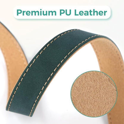 Dog Collar and Leash Set, PU Leather Dog Collar – Adjustable Eco-Friendly with Genuine Leather & Hemp, Soft Breathable Dog Collar Set for Small to Large Dogs (Pink, S（10“-16”）)