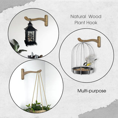 EvenWood Wooden Wall Plant Hanger for Plants - Wood Indoor Plant Hook for Wall Plant, Wind Chimes, Flower Brackets - Durable Bracket Plant Hanger (KO1)