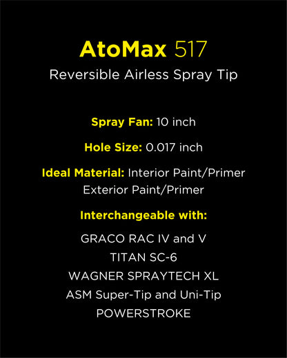 InoKraft 517 Spray Tip AtoMax Reversible Airless Spray Nozzles for Airless Paint Spray Guns, Airless Sprayer Accessories, for Contractor Homes Buildings Garden Decks (517)