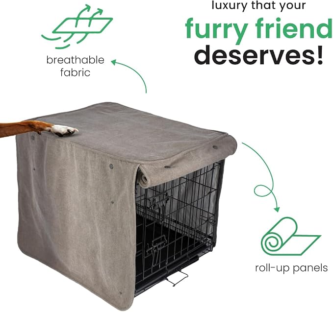 Molly Mutt Jupiter Dog Crate Cover, GOTS-Certified 100% Organic Cotton Canvas Cover for Dog or Puppy Kennel and Cage, Washable, Free of Harmful Chemicals, Medium/Large, Fits 30"x19"x21" Crate