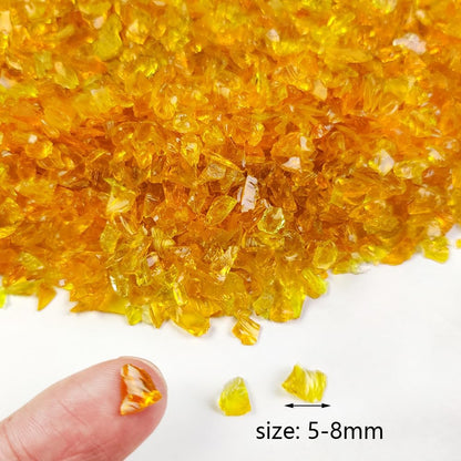 HappyFiller Crushed Glass Sand Broken Pieces 3-8mm Terrarium Mini Stones,Epoxy Resin Art Craft,Plant Topper Dressing,Vase Filler,Candle Holder Decor,Home Accents,1.3LB Bright Orange