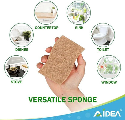 AIDEA Sponges Kitchen, 9Count, Dish Sponges Non Scratch, Natural Sponge for Non-Stick Cookware, Cellulose Scrub Sponge for Dishes, Cleaning Power for Kitchen, Bathroom, Household