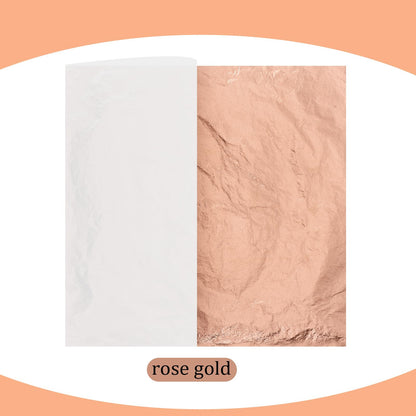 Cunhill 200 Pcs Gold Leaf Sheets for Art Foil Paper Leaf Art Foil Sheets Gilding Brush Thin Paper Craft for Painting Gilding Crafting Decoration,5.5 x 5.5 Inches (Rose Gold)