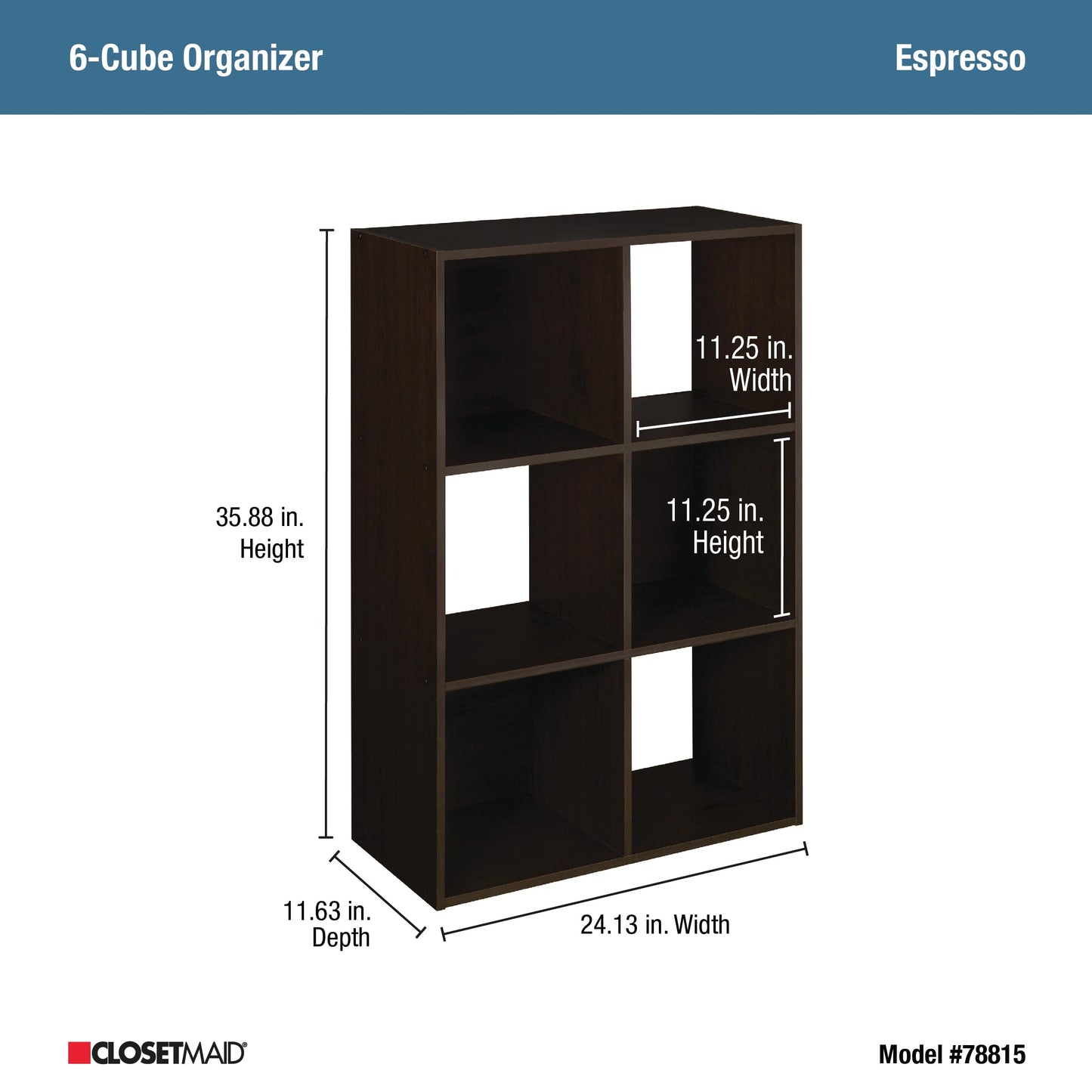 ClosetMaid 78815 Cubeicals Organizer, 6-Cube - Espresso