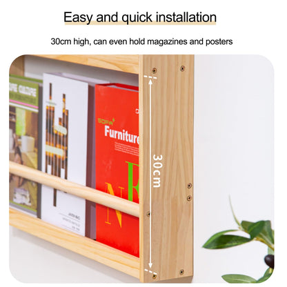 Hanging Bookshelf Magazine Rack - Wooden Magazine Holder with 3 Pockets, Folder Organizer Bin for Magazines, Books, and Newspapers - Literature Storage Solution