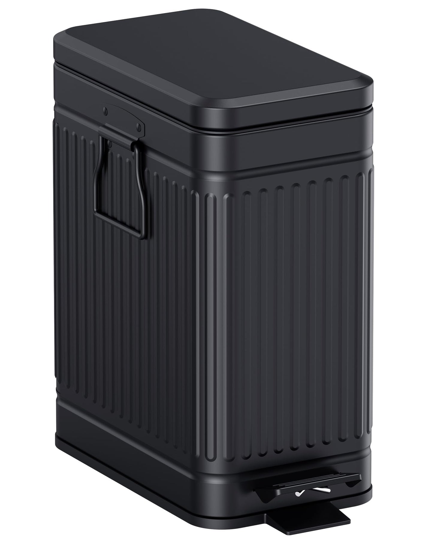 GibHerz Small Trash Can with Lid Soft Close-10L/2.6 Gal Stainless Steel Outdoor Dog Poop Garbage Can-Metal Waste Bins with Pedal for Bathroom Bedroom Office-Black