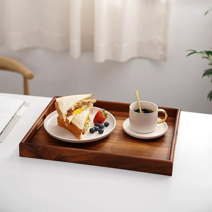 Wooden Coffee Trays with Handles Wood Serving Tray Wooden Bed Tray, Coffee Table Trays for Living Room,Wood Kitchen Tray Wood Decorative Tray with Handles
