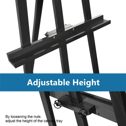 Somime A - Frame Wooden Display Easel - Adjustable Lyre Beechwood Studio Easel Stand Holding Canvas Up to 90", Inclinable Artist Floor Painting Easel for Artwork Painting, Black