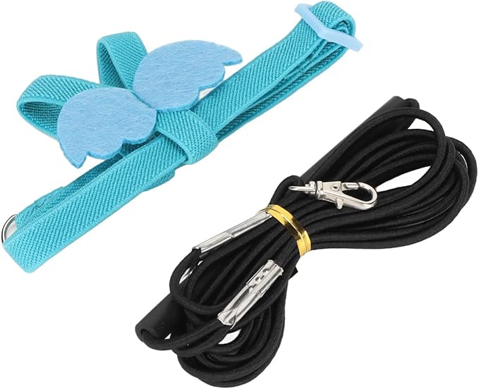 Parrot Bird Harness Leash, Adjustable Parrot Nylon Anti Bite Flying Training Rope, Easy to Wear Outdoor Flying Kit, Flight Suit with Leash for Parakeets Cockatiels Conures Budgies(L Blue)