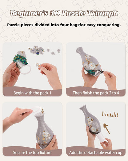 KAAYEE 3D Puzzle Vase, DIY Flower Vase Puzzle for Adults, Artistic Home Decor & Stress Relief Craft, Unique Gift for Birthday Housewarming (Peacock)
