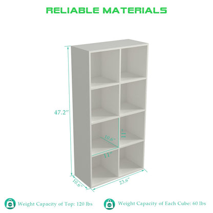 OSCHF 8-Cube Storage Shelf Bookcase - Wooden 4-Tier Floor Standing Open Bookshelf, Modern TV Stand up to 55 Inchs for Home and Office, Warm White