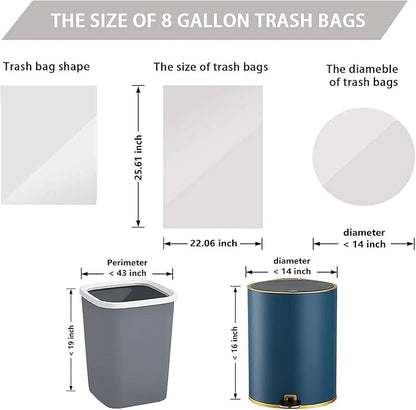 8 Gallon Trash Bags, Thick Plastic Trash Can Liners, Fits 30 Liter Wastebaskets