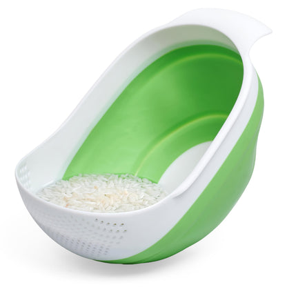 Kitchen Gizmo Snap N' Strain Clip On Strainer for Pots and Pans - Collapsible Silicone Pasta Strainer and Kitchen Gadget for Cooking - Easy to Use, Heat Resistant and Space Saving Colander - Green