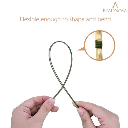 BEADNOVA Floral Stem Wire 200pcs 18 Gauge Fake Flower Stems Green Floral Wire for Flower Arrangement Florist DIY Bouquet (Dark Green, 200 Pcs)