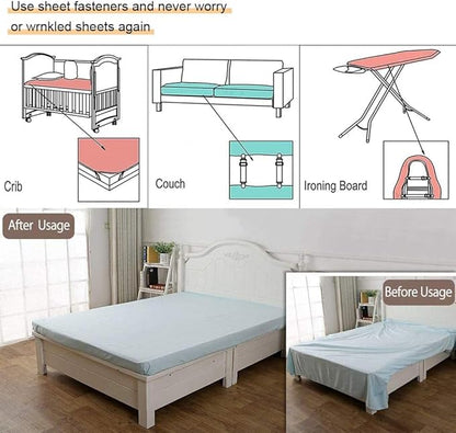 4Pcs Adjustable Bed Sheet Straps Clips, Elastic Mattress Sheet Fasteners Holder