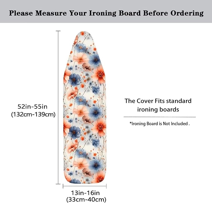 Flowers Ironing Board Cover, Watercolor Art Ironing Board Cover Adjustable