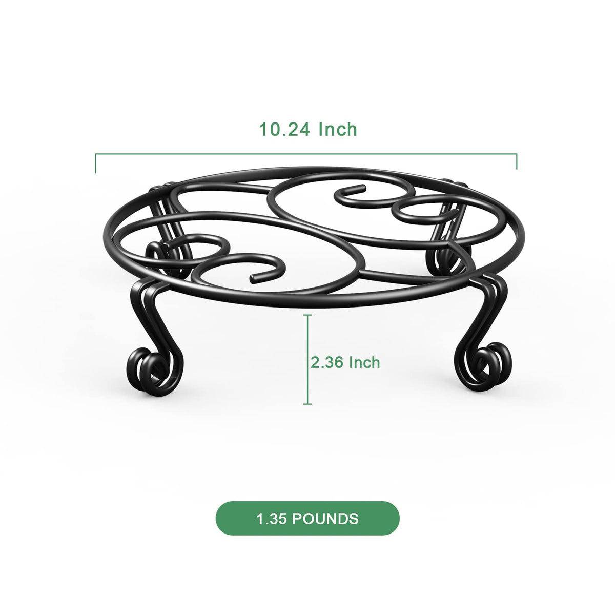 Yimobra 2 Pack Plant Stand for Flower Pot Heavy Duty Potted Holder Indoor Outdoor Metal Rustproof Iron Garden Container Round Supports Rack for Planter (10.2 Inches, Black)