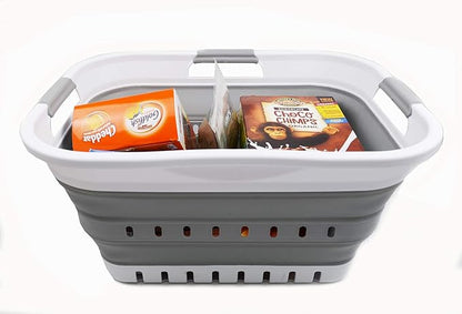 SAMMART 30L Collapsible 3 Handled Plastic Laundry Basket