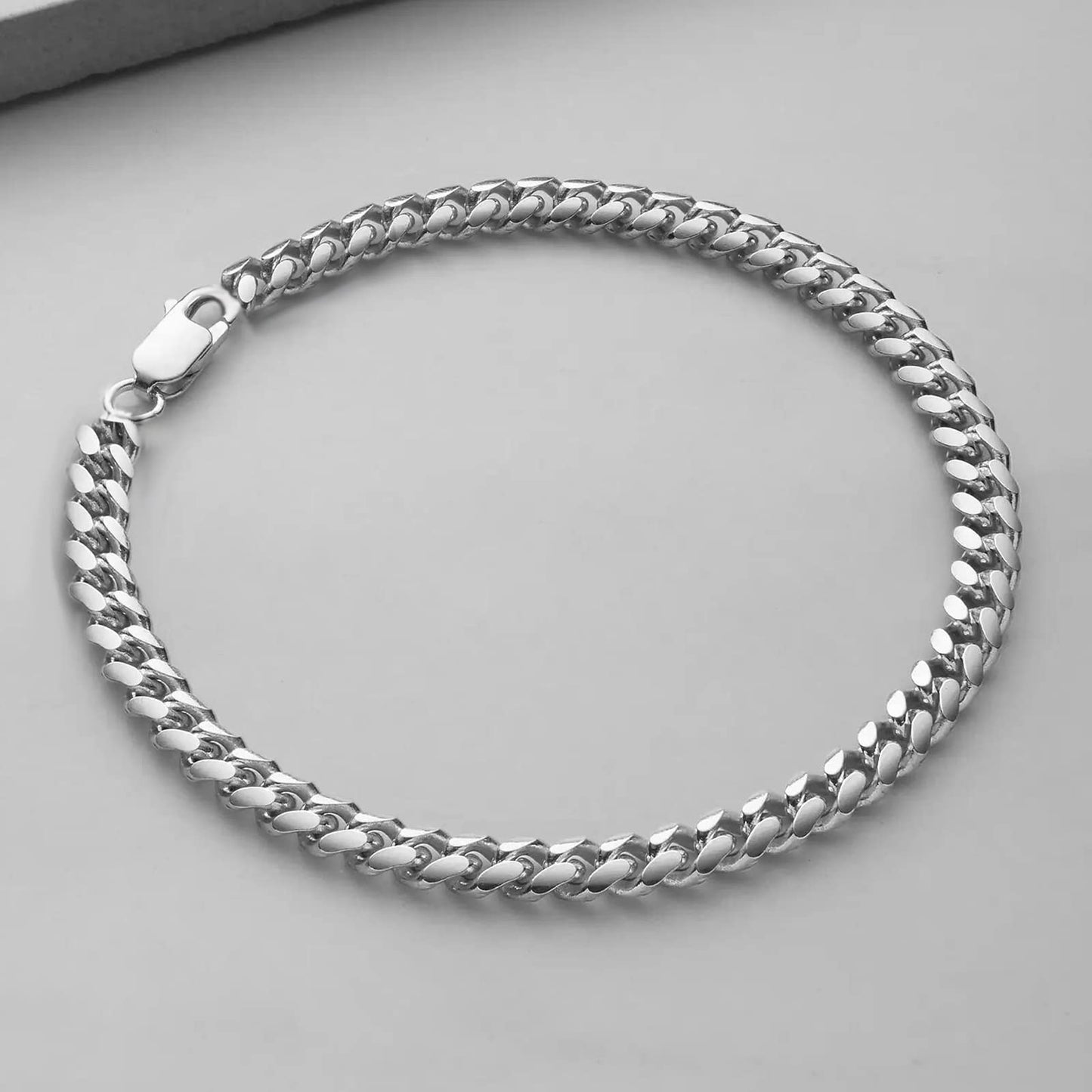 Men's Bracelet Stainless Steel Silver Men's Cuban Link Chain for Men Womens Bracelets Chain Hip Hop Rapper Jewelry 3.5mm Width 7.5 Inch