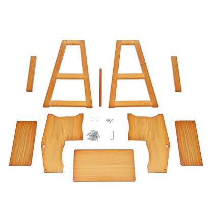 Folding Library Ladder Chair, 3-Step Stool Stepladders Lightweight Portable Multi-Functional Wood Step Ladder for Home,Kitchens, Garages (Honey)