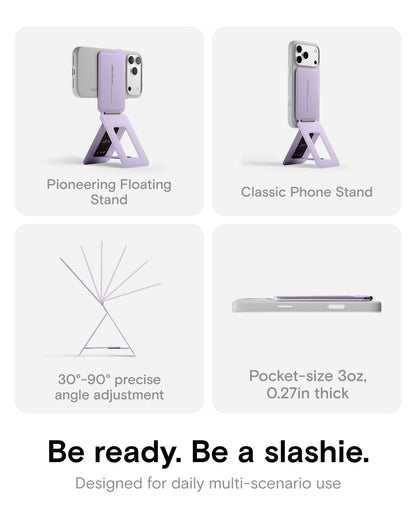 MOFT Phone Tripod Stand Selfie Stick for iPhone, Multi-Angles iPhone Stand, Lightweight & Portable Phone Holder, Strong Magnets, MOVAS Vegan Leather, Travel Essentials, Peony (Without Card Slot)